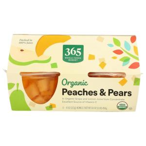 365 by Whole Foods Market, Organic Peaches & Pears Snack Cups, 4 Count