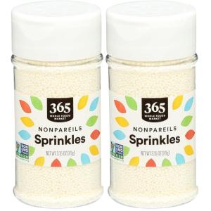 365 by Whole Foods Market, White Nonpareils Sprinkles, 3.15 Ounce(3.15 Ounce (Pack of 2))