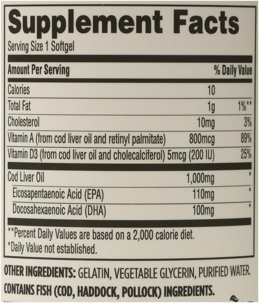image:image365 by Whole Foods Market Cod Liver Oil Norwegian 1000Mg 180 Softgels