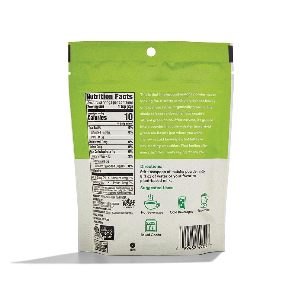 image:image365 by Whole Foods Market Organic Powdered Matcha Finely Ground Whole Leaf Green Tea 5 Ounce5 Ounce Pack of 1