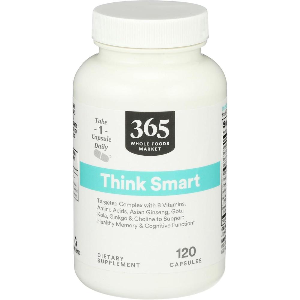 image:image365 by Whole Foods Market Think Smart with B Vitamins Amino Acids Ginkgo Asian Ginseng Gotu Kola amp Choline 120 Capsules120 Count Pack of 1