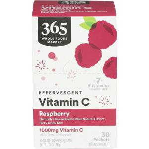 365 By Whole Foods Market, Effervescent C Powder Raspberry 30 Count, 0.26 Ounce