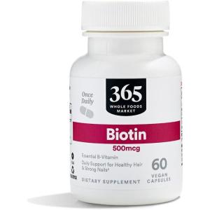365 by Whole Foods Market, Biotin Vegetarian Capsules, 500 MCG, 60 CT(60 Count (Pack of 1))