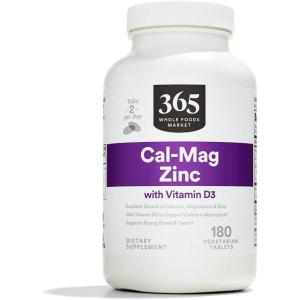 365 by Whole Foods Market, Cal-Mag-Zinc with Vitamin D3, Vegetarian, 180 Count