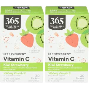 365 by Whole Foods Market, Effervescent C Powder Kiwi Strawberry, 30 Count(0.26 Ounce (Pack of 60))