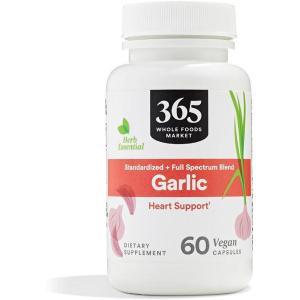 365 by Whole Foods Market, Garlic Dietary Supplement, Vegan Capsules, Supports Heart Health, 60 Count(60 Count (Pack of 1))