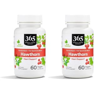 365 by Whole Foods Market, Hawthorn Standardized + Full Spectrum Blend, Heart Support, Vegan Capsules, 60 Count(60 Count (Pack of 2))