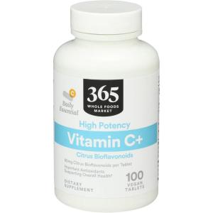 365 by Whole Foods Market, High Potency Vitamin C+, 80mg Citrus Bioflavonoids, Vegan, 100 Tablets(100 Count (Pack of 1))