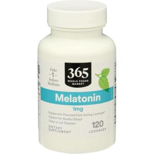 365 by Whole Foods Market, Melatonin 1mg Lozenges, Peppermint Flavored, 120 Count(120 Count (Pack of 1))