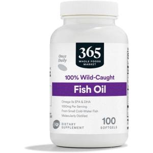 365 by Whole Foods Market, Oil Fish 1000 Mg, 100 Softgels(100 Count (Pack of 1))