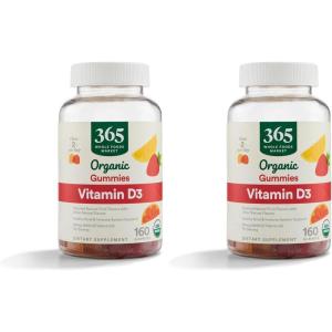 365 by Whole Foods Market, Organic Vitamin D3 Gummy, 160 Count(160 Count (Pack of 2))
