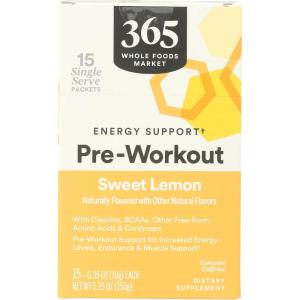 365 by Whole Foods Market Pre-Workout Energy Support, Sweet Lemon, 15 Count | with Caffeine