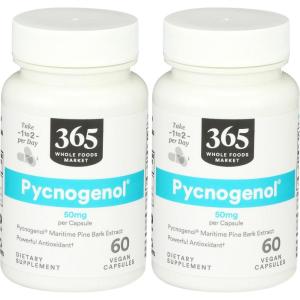 365 by Whole Foods Market, Pycnogenol Maritime Pine Bark Extract, 50mg Vegan Capsules, 60 Count(60 Count (Pack of 2))
