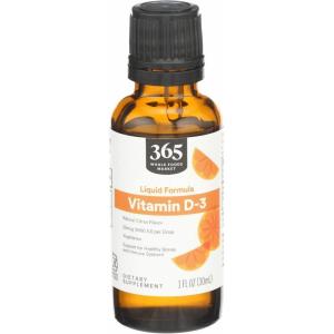 365 by Whole Foods Market, Vitamin D-3 Liquid Citrus Flavor 1000IU, 1 OZ(1 Fl Oz (Pack of 1))