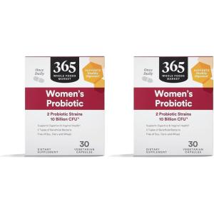 365 by Whole Foods Market, Women’s Once Daily Probiotic (Vegetarian and Free of Soy, Dairy, and Wheat), 10 Billion CFU, 30 Count(30 Count (Pack of 2))