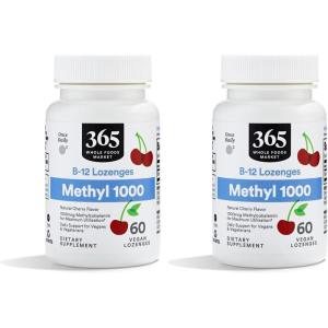 Whole Foods Market, Methyl B-12 1000 MCG Cherry Lozenge, 60 CT(60 Count (Pack of 2))