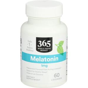 365 by Whole Foods Market, Melatonin Lozenges 1mg, Peppermint Flavor, 60 Count