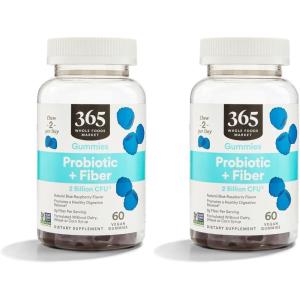 365 by Whole Foods Market, Probiotic + Fiber Gummies 2 Billion CFU, Natural Blue Raspberry Flavor, 60 ct(60 Count (Pack of 2))