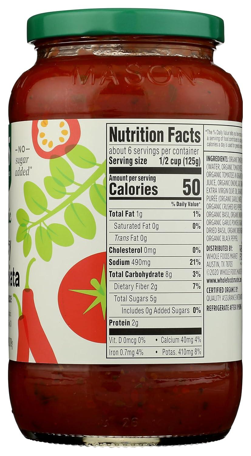 image:image365 by Whole Foods Market Organic Arrabbiata Pasta Sauce 25 Ounce25 Ounce Pack of 1