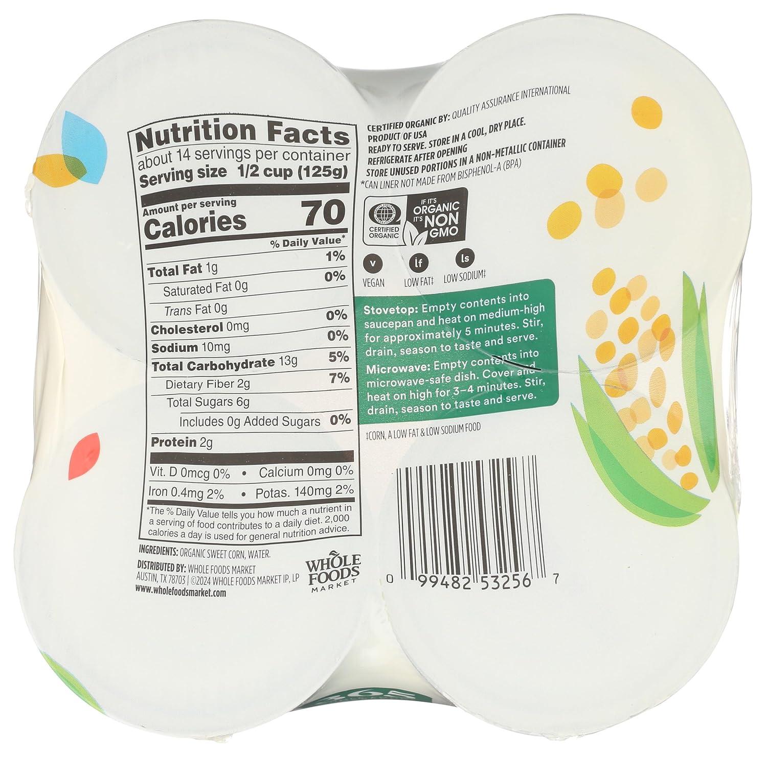 image:image365 by Whole Foods Market Organic Corn No Salt Added 1525 Ounce 4 Pack
