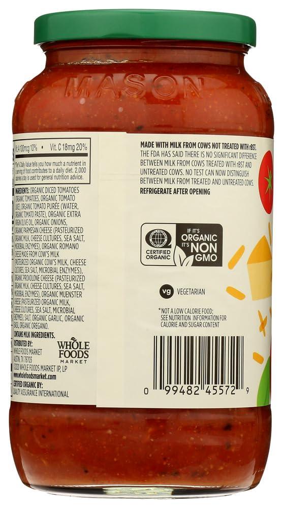 image:image365 by Whole Foods Market Organic Creamy Vodka Pasta Sauce 25 OunceFour Cheese