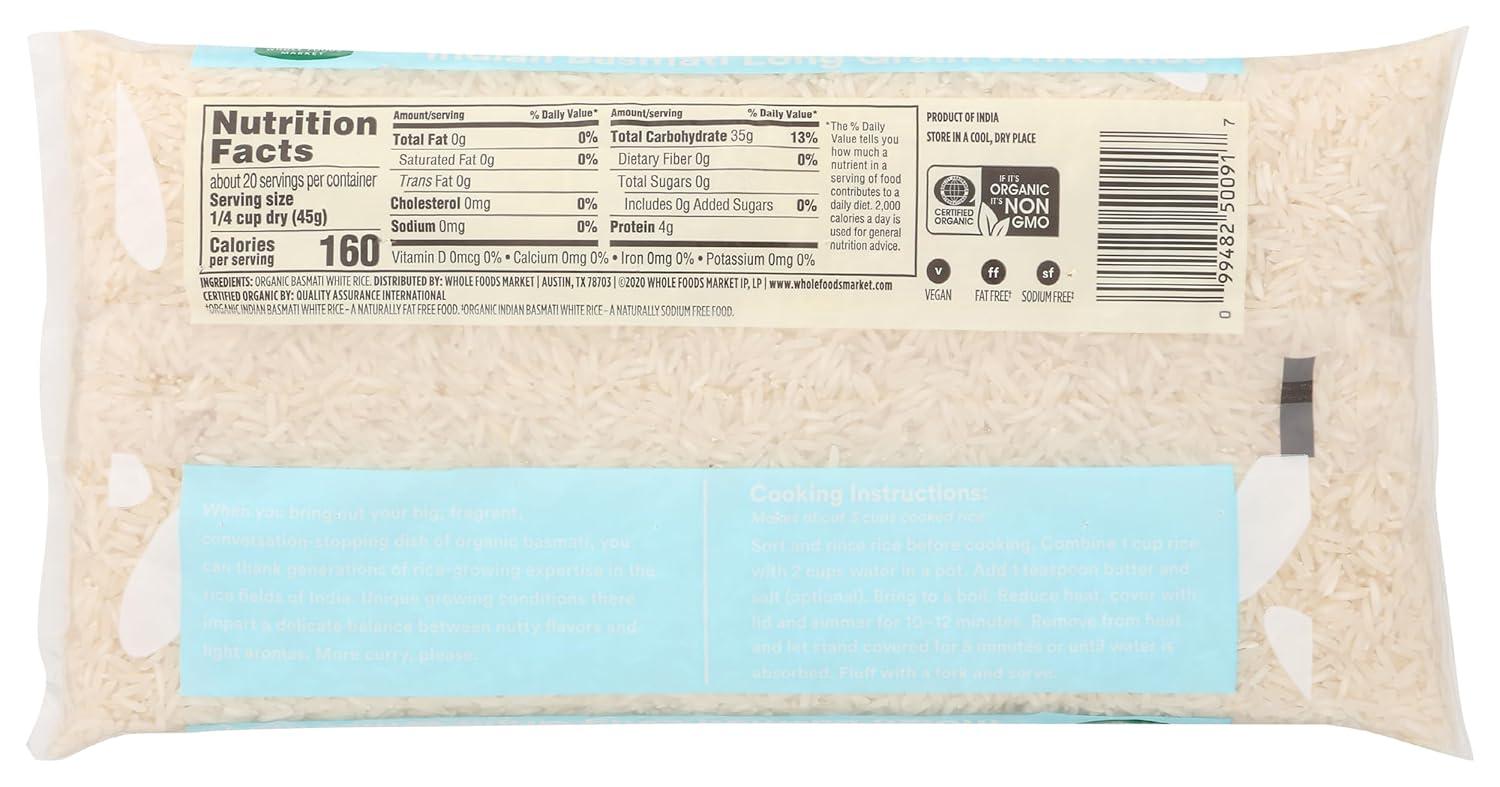 image:image365 by Whole Foods Market Organic White Basmati Indian Rice 32 Ounce2 Pound Pack of 1