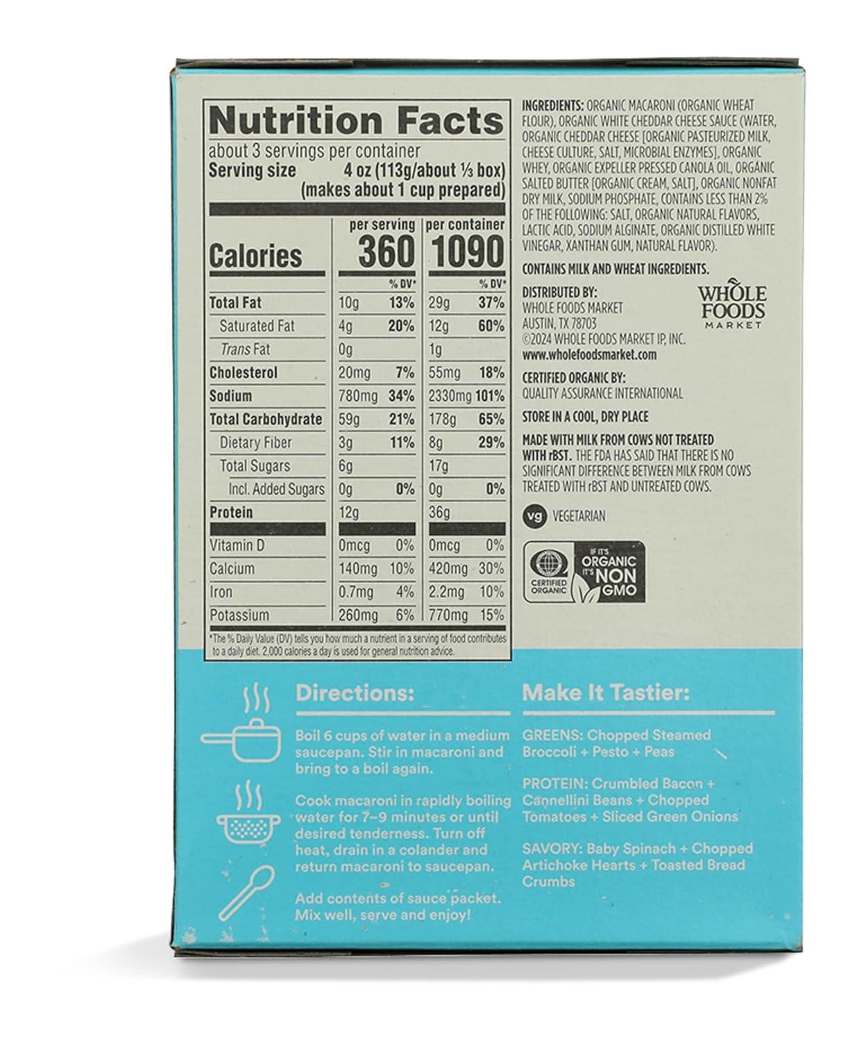 image:image365 by Whole Foods Market Organic White Cheddar Shells and Cheese Deluxe 12 Ounce