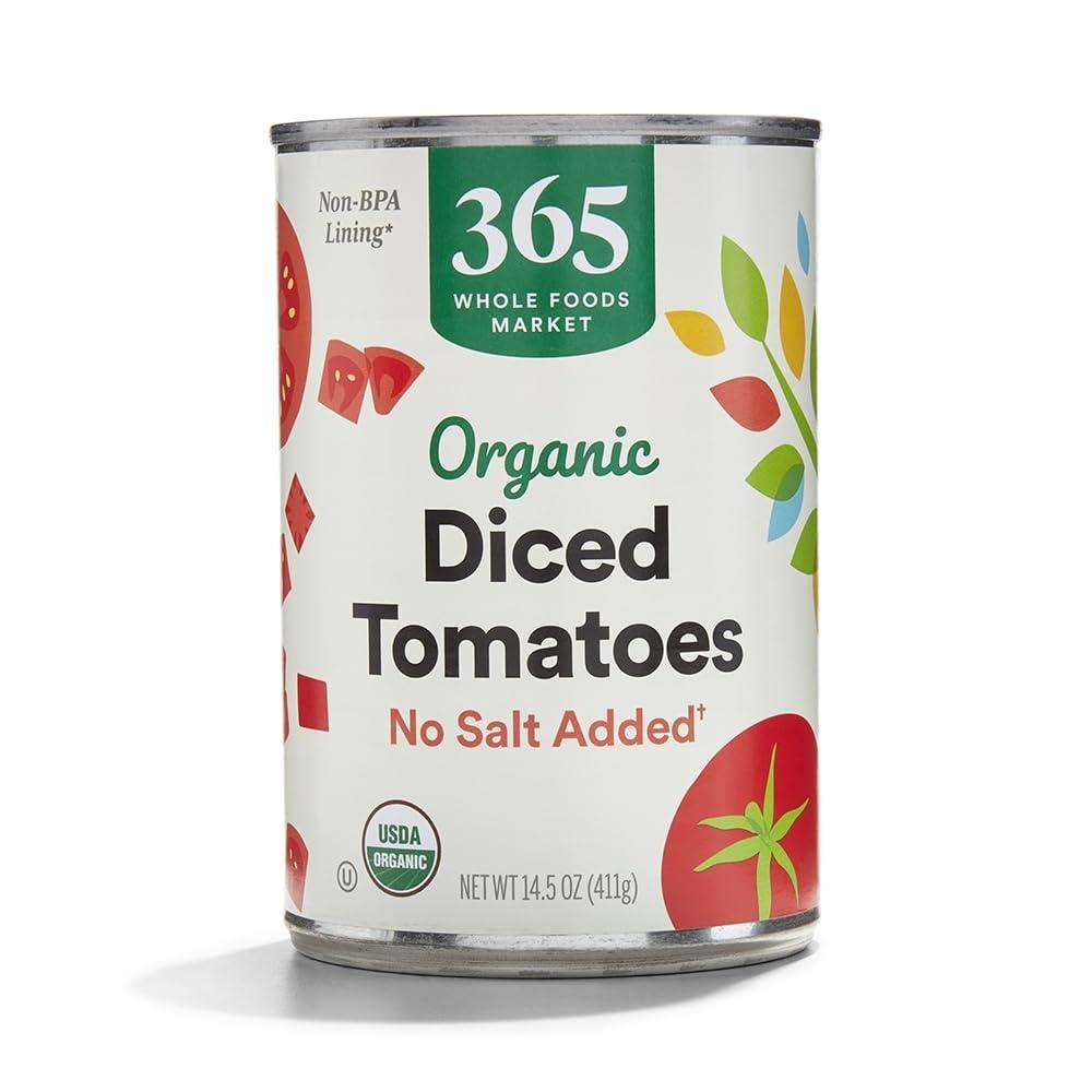 image:image365 By Whole Foods Market Organic Diced Tomatoes No Salt Added 145 Ounce145 Ounce Pack of 1