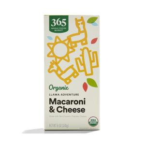 365 by Whole Foods Market, Organic Cheddar Macaroni & Cheese Shapes, Llama Adventure, 6 Ounce(6 Ounce (Pack of 1))