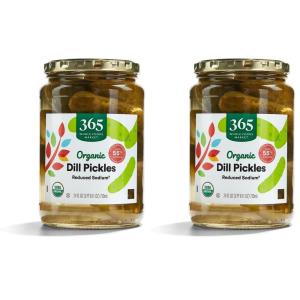 365 by Whole Foods Market, Organic Kosher Dill Pickles, Reduced Sodium, 24 oz(24 Fl Oz (Pack of 2))