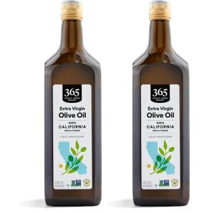 365 by Whole Foods Market, Unfiltered Extra Virgin California Olive Oil, 33.8 Fl Oz(33.8 Fl Oz (Pack of 2))