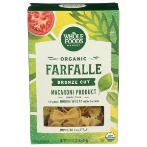 Whole Foods Market, Organic Farfalle, 16 Ounce(16 Ounce (Pack of 1))