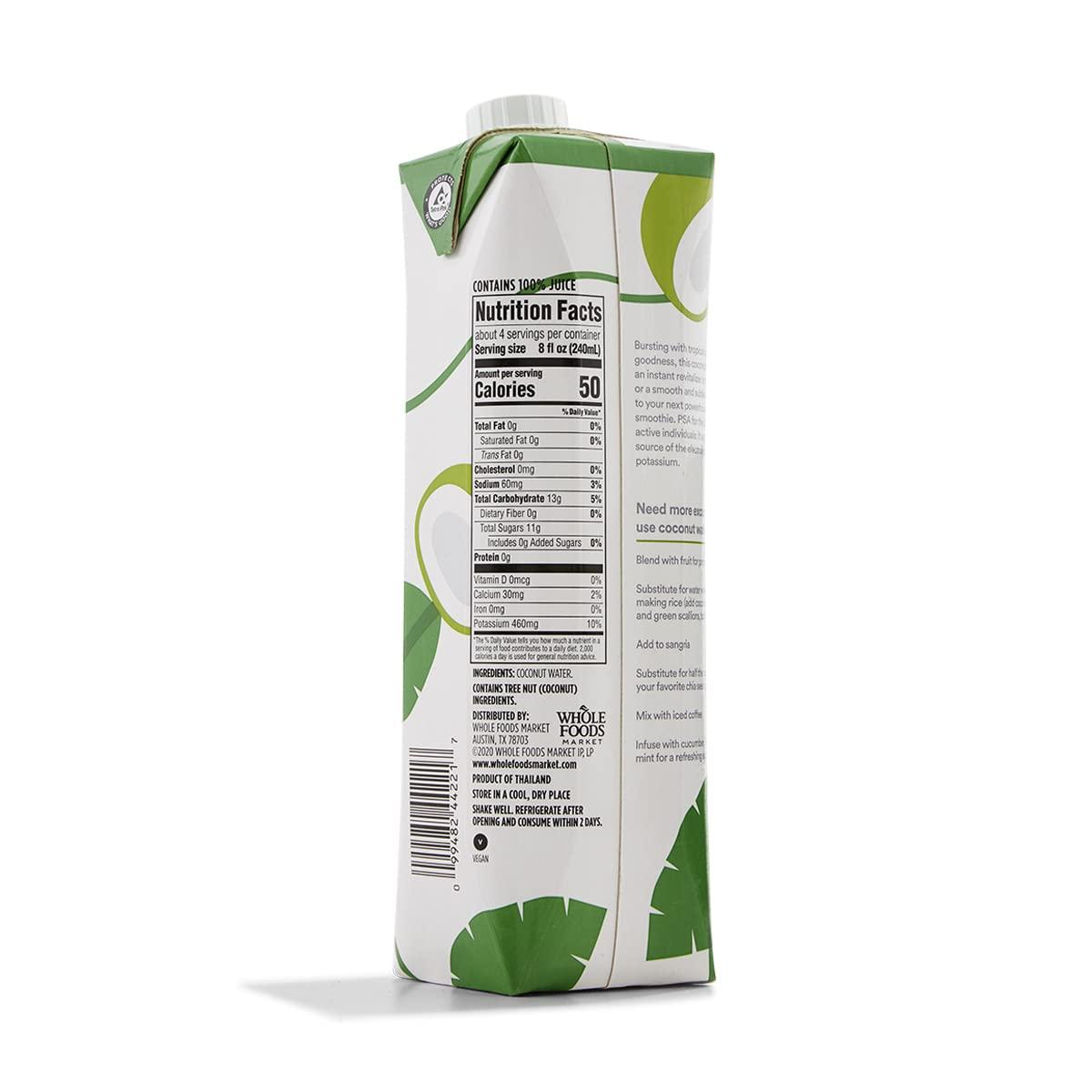 image:image365 by Whole Foods Market Organic Coconut Water 100 PulpFree Juice 169 Fl Oz per Carton Pack of 4Coconut Water