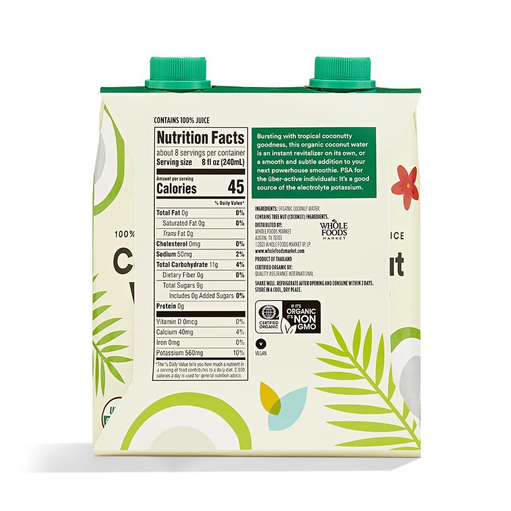 image:image365 by Whole Foods Market Organic Coconut Water 100 PulpFree Juice 169 Fl Oz per Carton Pack of 4Organic Coconut Water