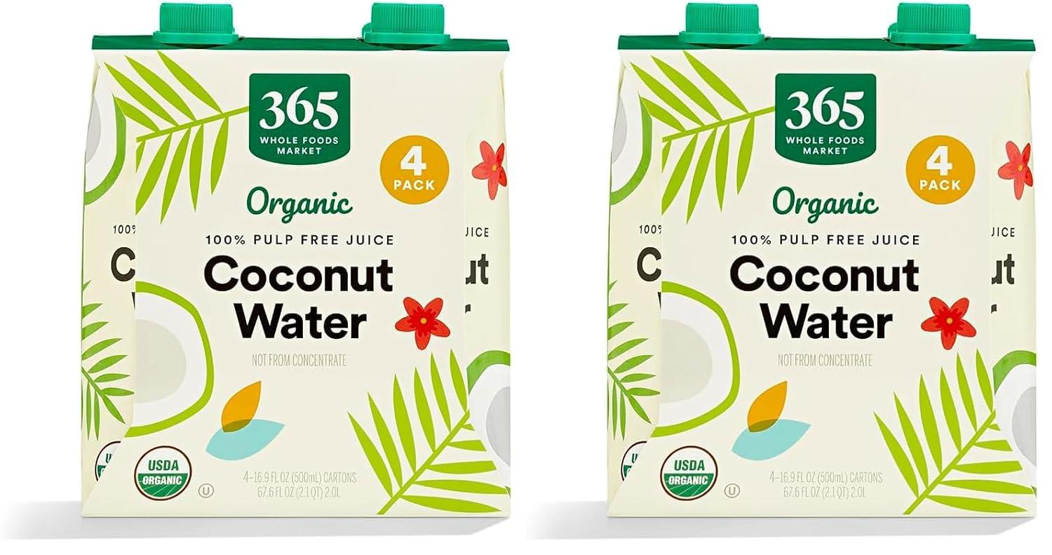 image:image365 by Whole Foods Market Organic Coconut Water 100 PulpFree Juice 169 Fl Oz per Carton Pack of 4Organic Coconut Water