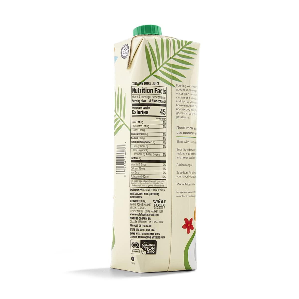 image:image365 by Whole Foods Market Organic Coconut Water 100 PulpFree Juice 169 Fl Oz per Carton Pack of 4Organic Coconut Water
