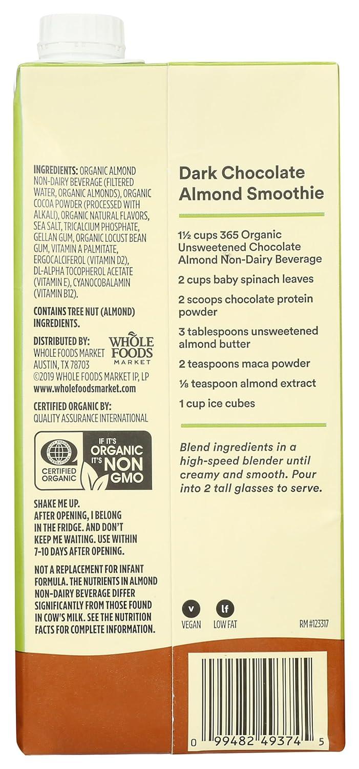 image:image365 by Whole Foods Market Organic Unsweetened Vanilla Almond Milk 32 Fl OzUnsweetened Chocolate