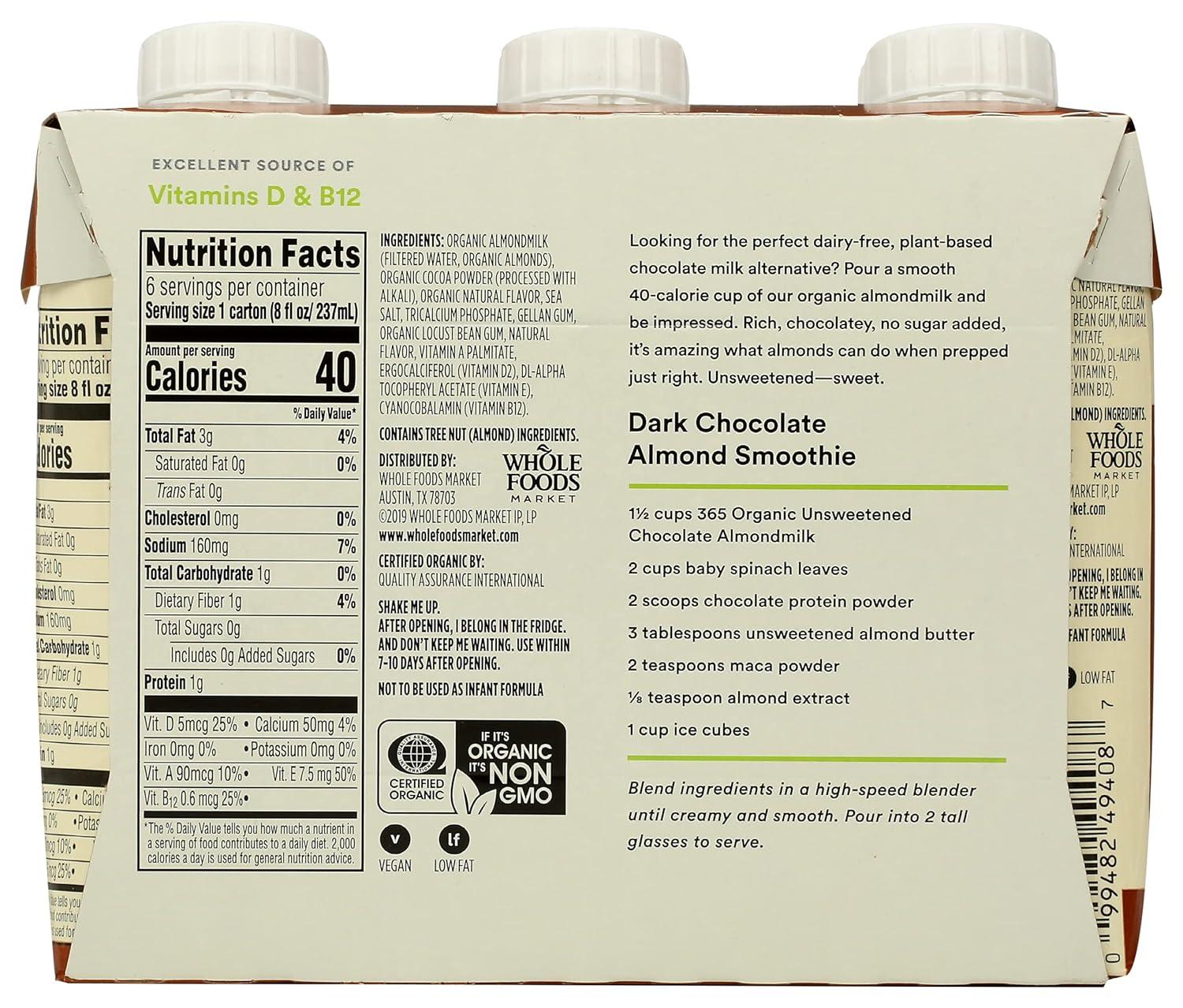 image:image365 by Whole Foods Market Organic Unsweetened Vanilla Almond Milk 32 Fl OzUnsweetened Chocolate