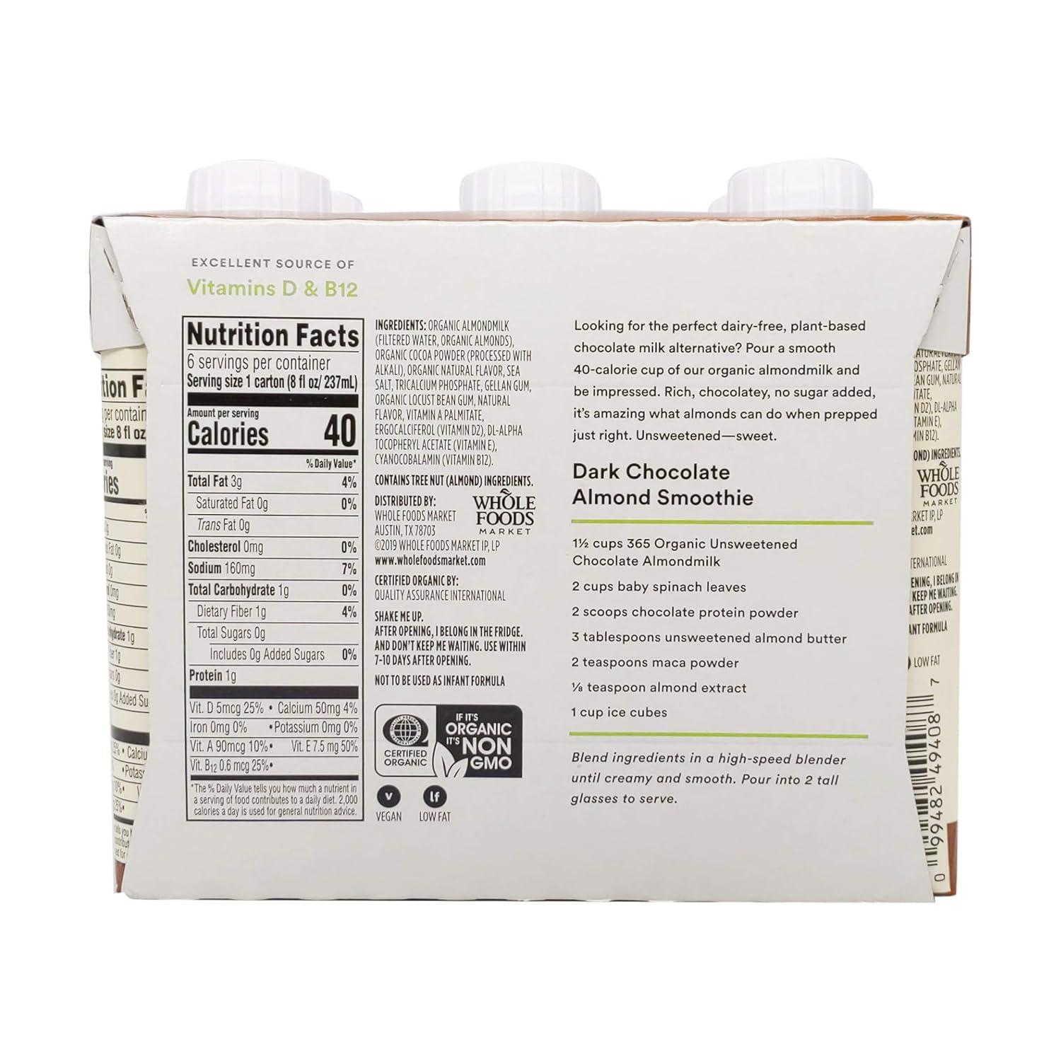 image:image365 by Whole Foods Market Organic Unsweetened Vanilla Almond Milk 32 Fl OzUnsweetened Chocolate