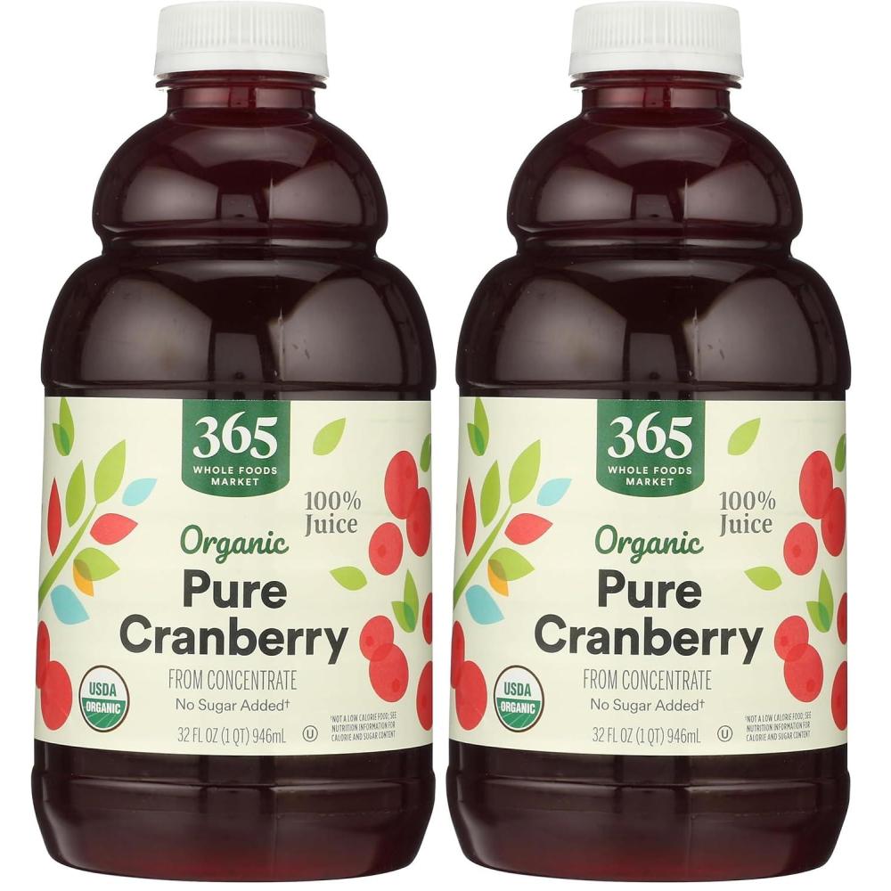 image:image365 by Whole Foods Market Organic Pure Cranberry Juice 32 Fl Oz32 Fl Oz Pack of 2