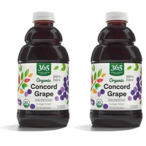 365 by Whole Foods Market, Organic 100% Juice, Concord Grape, 32 fl oz(32 Fl Oz (Pack of 2))