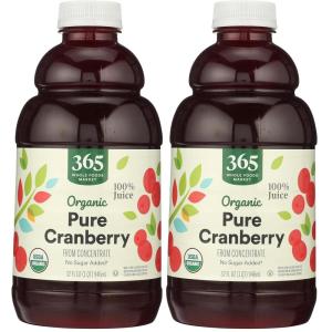 365 by Whole Foods Market, Organic Pure Cranberry Juice, 32 Fl Oz(32 Fl Oz (Pack of 2))
