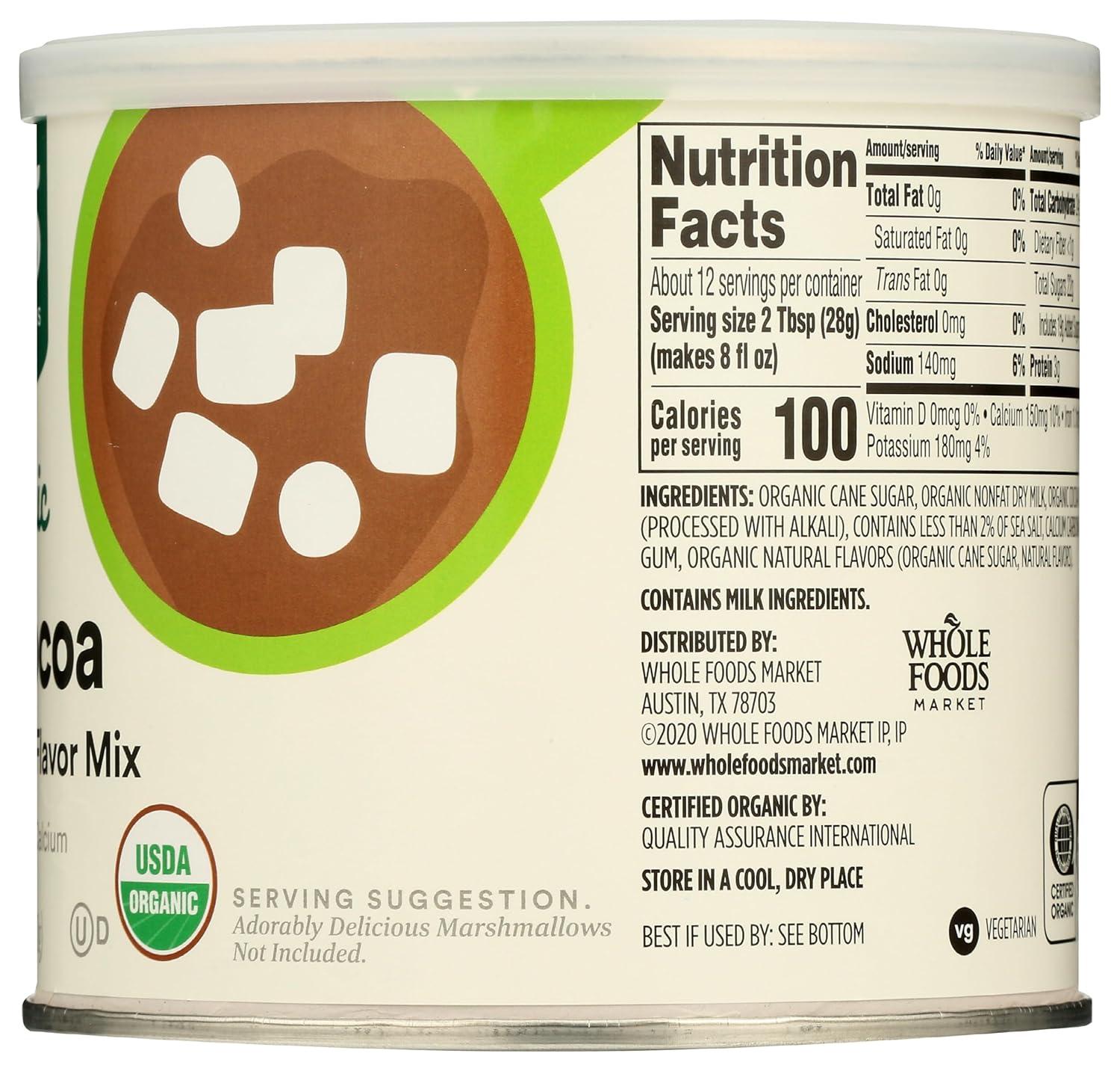 image:image365 by Whole Foods Market Organic Hot Cocoa Rich Chocolate Flavor Mix 12 Ounce12 Ounce Pack of 1