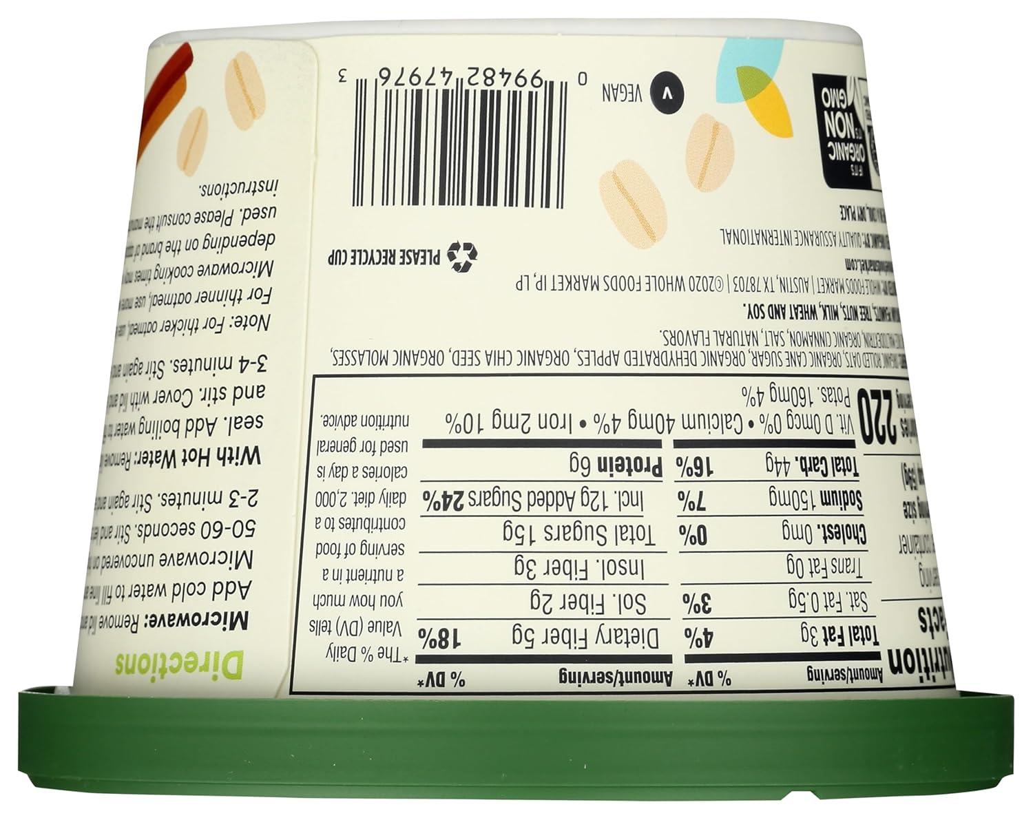 image:image365 by Whole Foods Market Organic Instant Oatmeal Apple Cinnamon Chia 21 Ounce21 Ounce Pack of 1