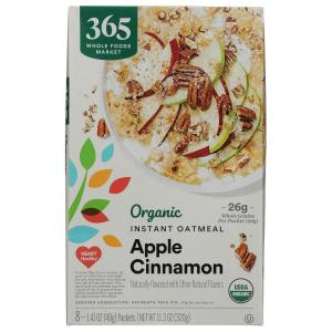 365 By Whole Foods Market, Organic Maple & Brown Sugar Instant Oatmeal Packets, 1.41 Ounce (Pack Of 8)(Apple Cinnamon)