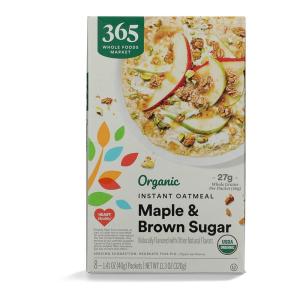 365 By Whole Foods Market, Organic Maple & Brown Sugar Instant Oatmeal Packets, 1.41 Ounce (Pack Of 8)(Maple & Brown Sugar)