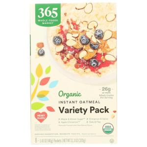 365 By Whole Foods Market, Organic Maple & Brown Sugar Instant Oatmeal Packets, 1.41 Ounce (Pack Of 8)(Variety Pack)