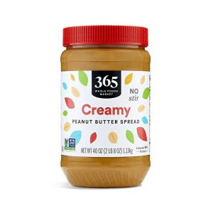 365 by Whole Foods Market, Creamy Peanut Butter Spread, No Stir, 40 Ounce(Peanut)
