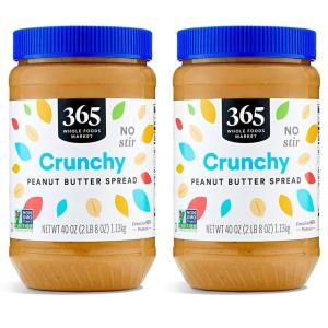 365 by Whole Foods Market, Crunchy Peanut Butter Spread, No Stir, 40 Ounce(40 Ounce (Pack of 2))