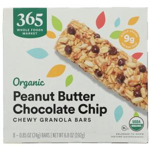365 by Whole Foods Market, Organic Chocolate Chip Peanut Butter Granola Bar, 8 Count